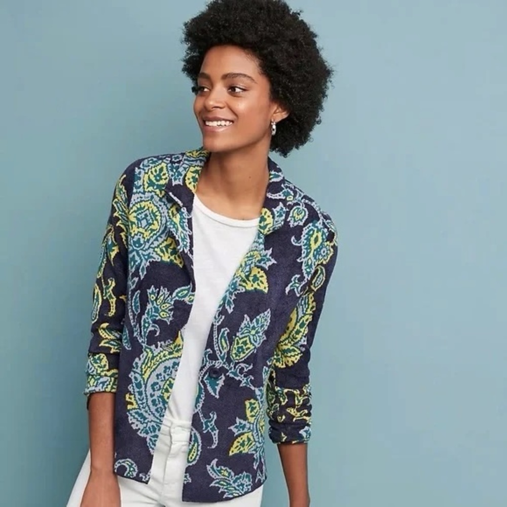 Anthropologie Moth Printed Chenille Jacket